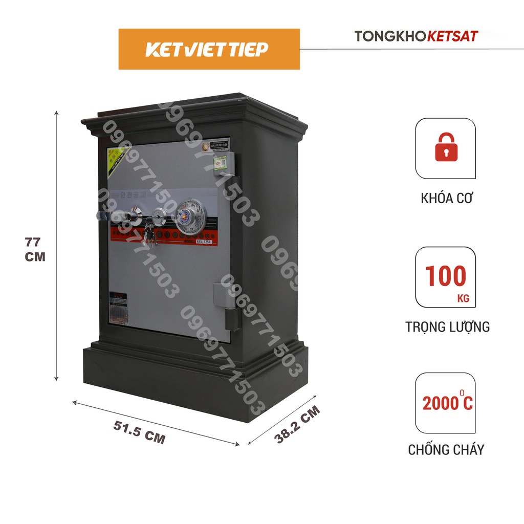 Két Sắt - Két Sắt Điện tử - Két Sắt Mini - Két Sắt Chống Cháy Ciêu Cường K455BLN Khóa cơ Bảo Hành 5 Năm - Két Sắt Gia Đì