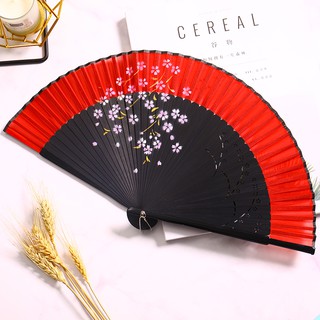 Quạt cổ trang dây tuyến viền đỏ cầm tay, quạt múa Mang chủng phong cách trung quốc