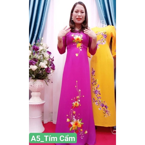 ÁO DÀI THÊU HOA - VẢI LỤA TẰM CAO CẤP