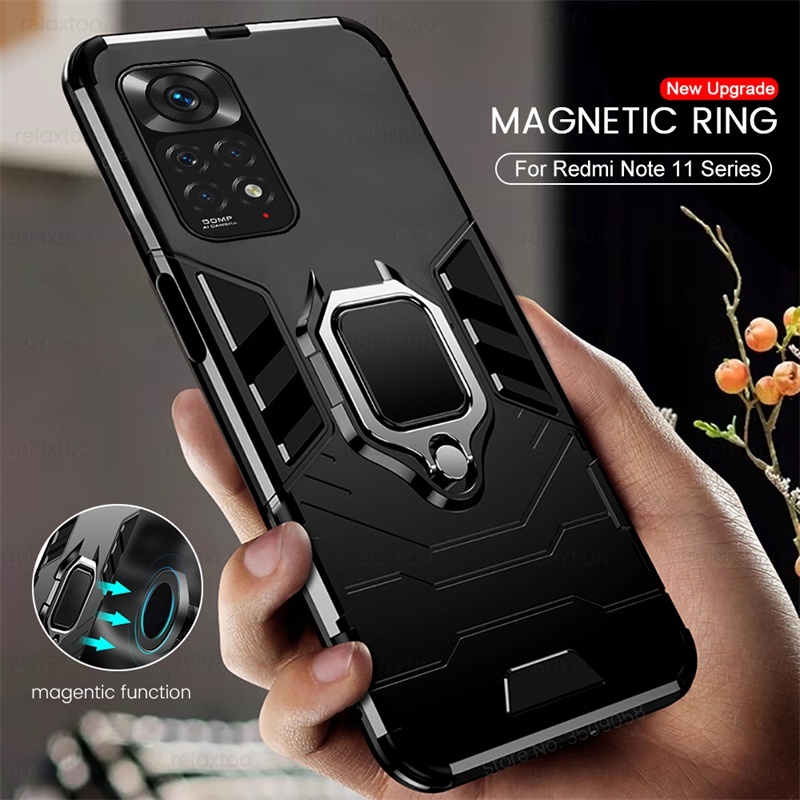 Ốp Điện Thoại Dạng Giáp Chống Sốc Có Vòng Đỡ Nam Châm Cho Radmi Note 11S 11 Pro+ 5G Redmy Note11Pro Readmi Redme Not 11 S