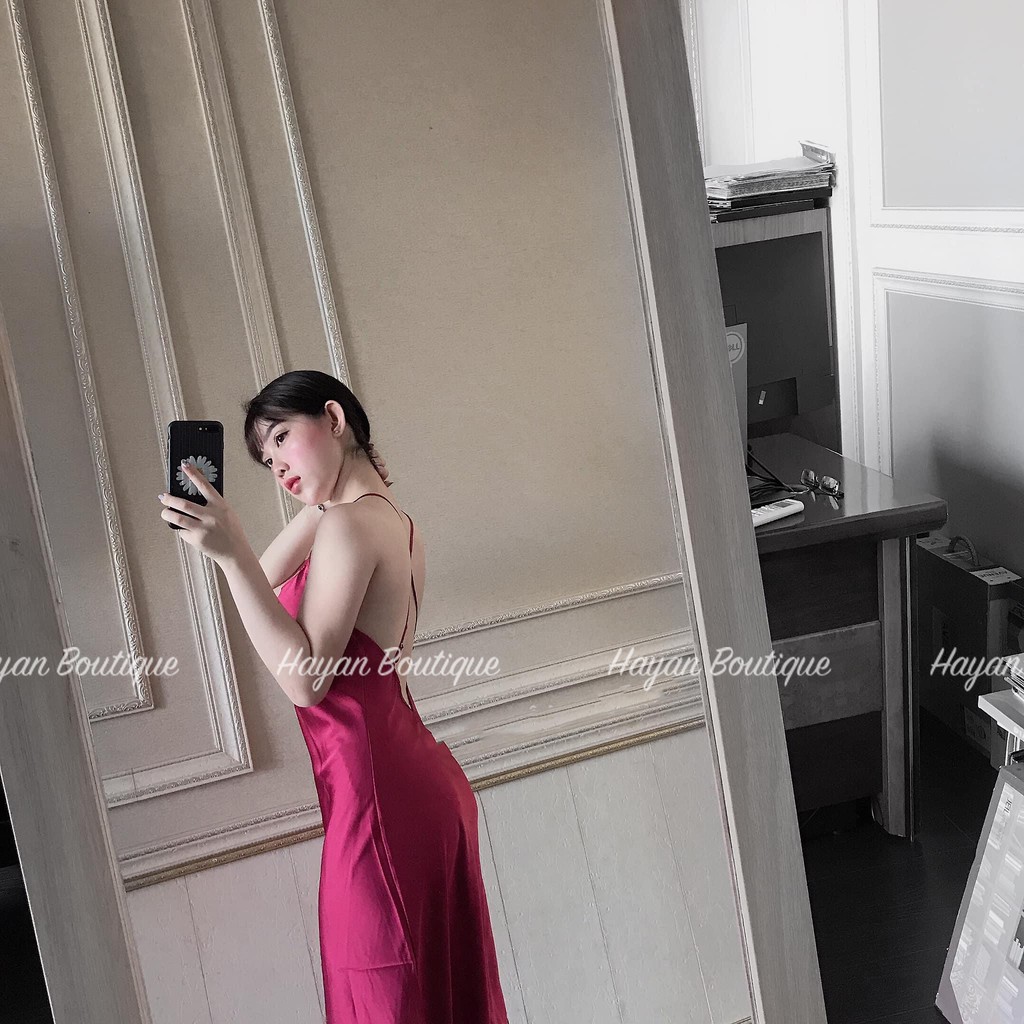 Váy ngủ sexy nữ 2 dây xẻ đùi đan dây lưng, đầm ngủ mặc nhà quyến rũ QUẢNG CHÂU #HT23