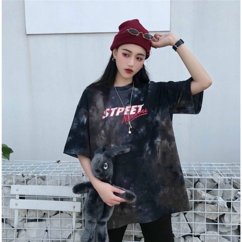 Áo thun Unisex tay lỡ 💥FREESIZE <75KG💥 Áo tay lỡ Hàn Quốc chất tici - Áo loang STREET