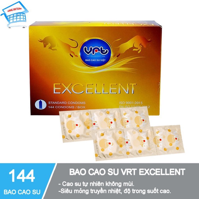 Hộp 144c Bao Cao Su VRT-Excellent Chính Hãng cho nhà nghỉ, khách sạn