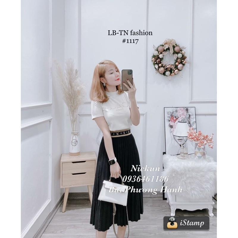 CHÂN VÁY XẾP LY CẠP CHỮ CHẤT ĐẸP MS15672