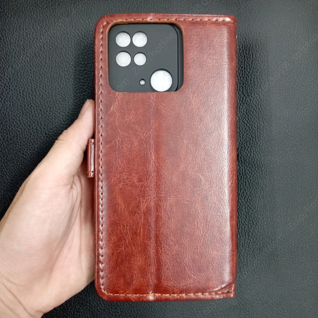 Bao da (ốp da, ví da) Xiaomi Redmi 10C / Poco C40 có ngăn đựng thẻ, chống xem phim, chất da mịn, sang trọng bền đẹp