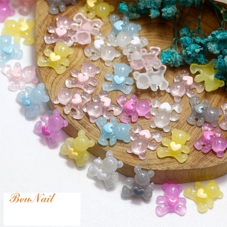Charm gấu đính móng, charm gấu nail, charm gấu trong suốt - charm gấu tim