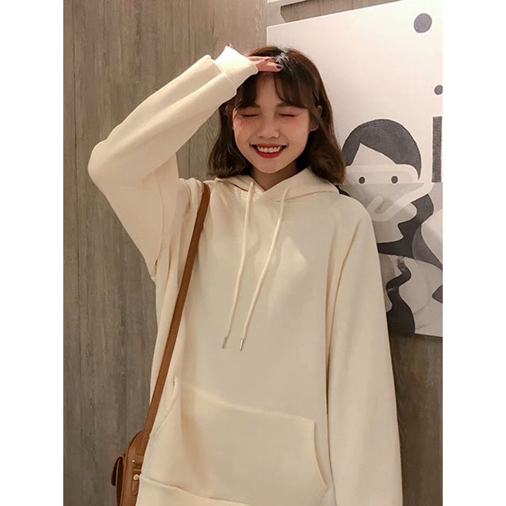 Áo hoodie nhiều màu unisex, sweater dài tay form rộng đẹp, nỉ trơn có mũ mặc đôi nam nữ cá tính Ulzzang | BigBuy360 - bigbuy360.vn