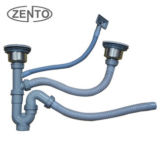 Bộ xi phông, ống xả chậu rửa bát 2 ngăn Zento XP021