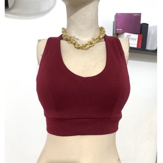 Áo Crop-Top màu đỏ đô có mút ngực size M