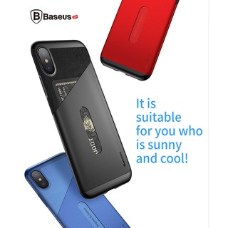 Ốp Lưng Card Pocket Case cho iPhone X màu xanh hãng Baseus