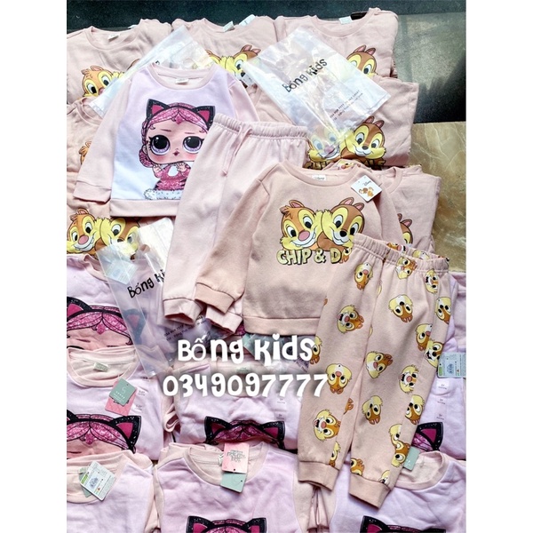 Bộ Nỉ Bé Gái In Hình Delta