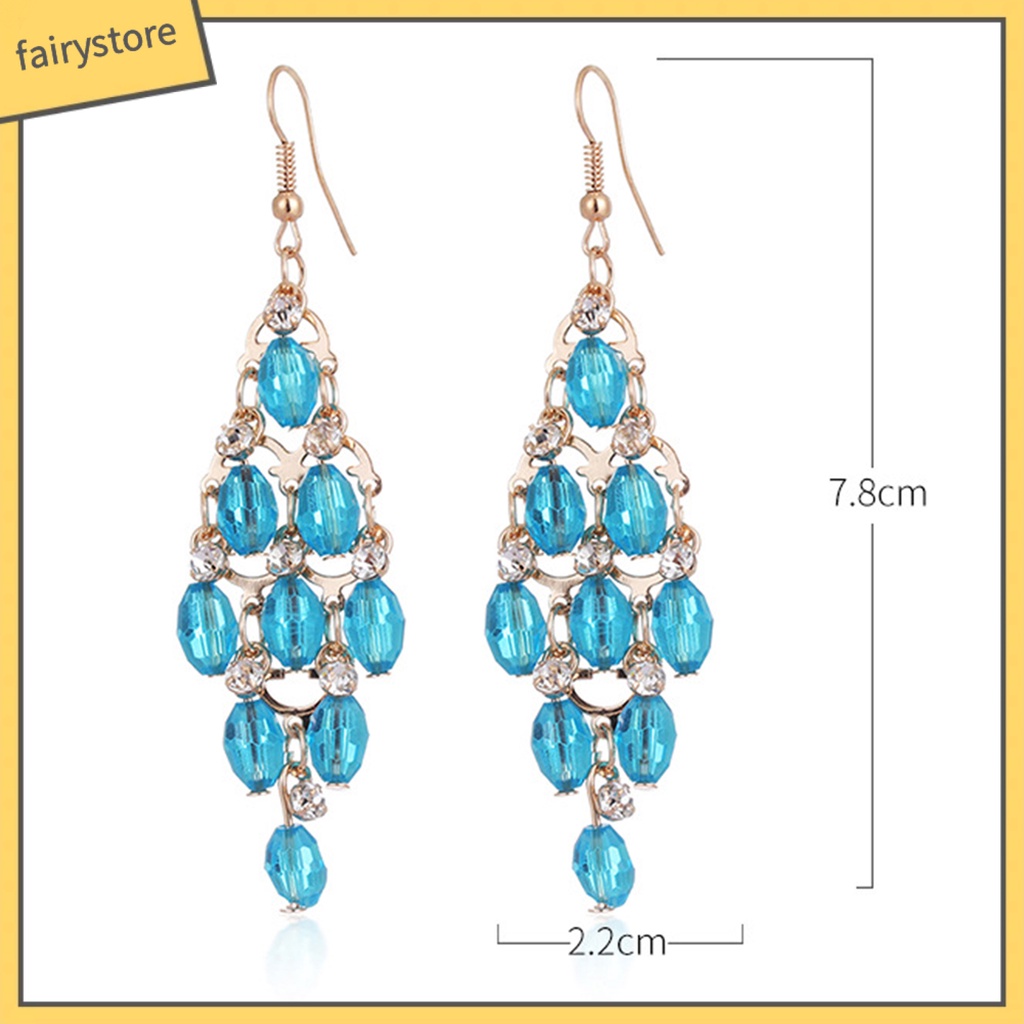 1 Đôi Bông Tai Nhiều Lớp Hình Thoi Đính Pha Lê Thời Trang