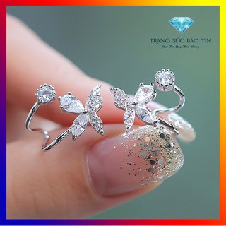 [FLASH SALE] BÔNG TAI BẠC TA CHO NỮ HÌNH HOA ANH ĐÀO TRẮNG KHUYÊN TAI CHẤT LIỆU BẠC S92.5 BẢO TÍN