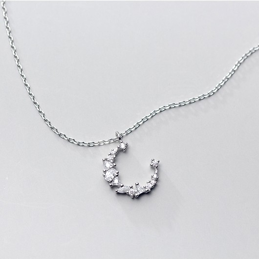 Dây chuyền nữ vòng cổ nữ bạc s925 trăng khuyết đính đá pha lê Cá jewelry DC1