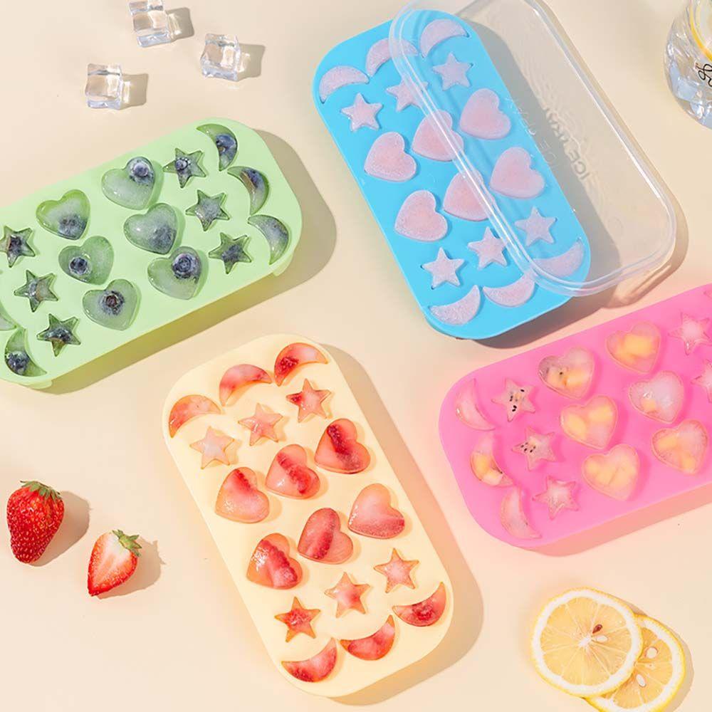 Khuôn Silicone Làm Đá Viên Hình Trái Tim / Mặt Trăng / Ngôi Sao 3D