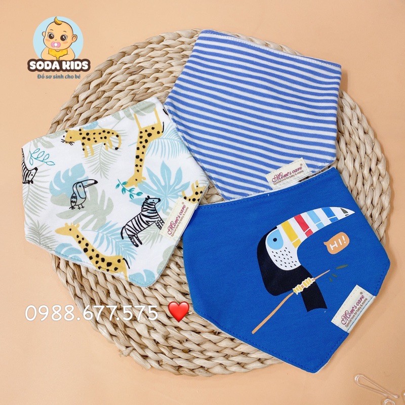 Set 3 yếm tam giác momcare khuy bấm cho bé