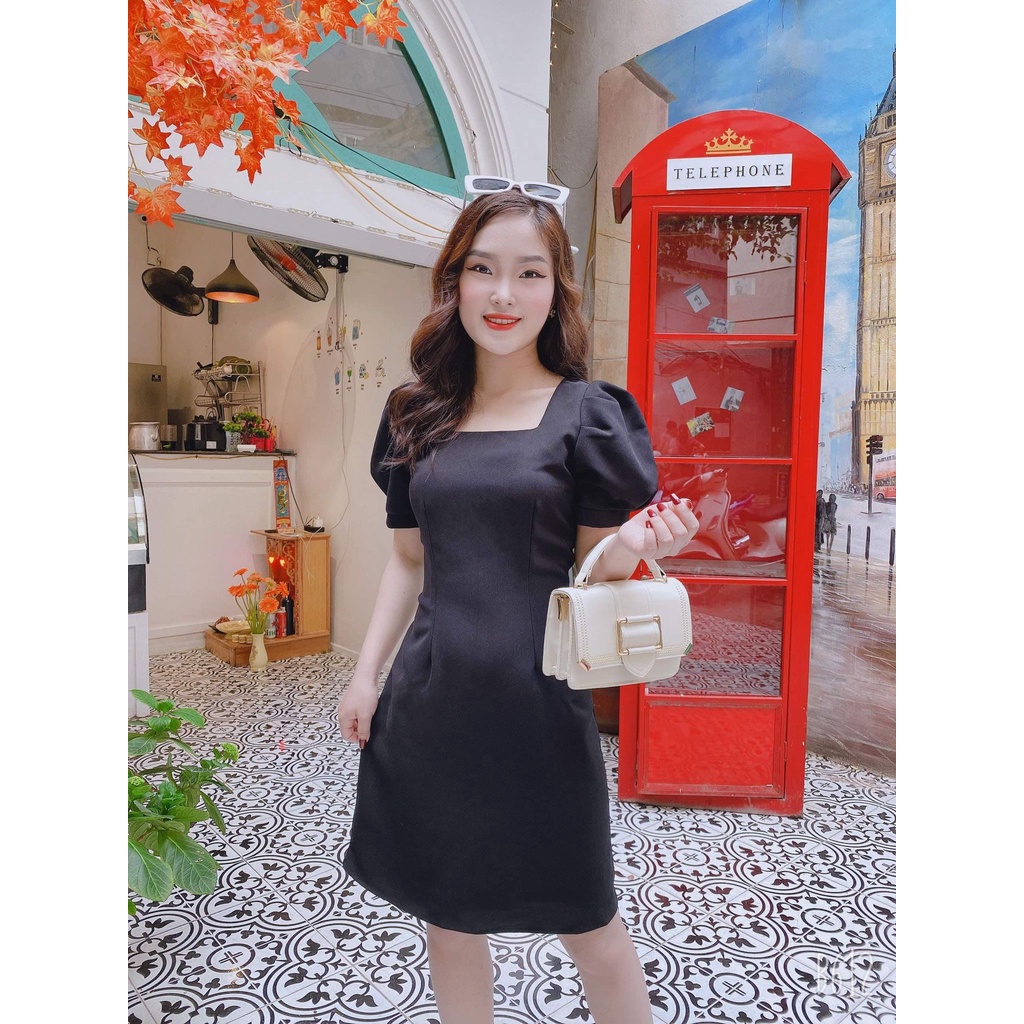 Váy Cổ Vuông, Chất Vải Tuyết Mưa Cao Cấp | BigBuy360 - bigbuy360.vn