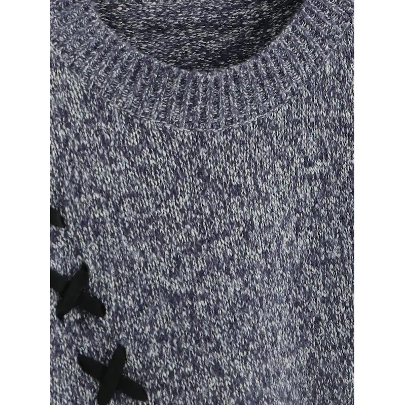 Áo len phong cách đan len chéo màu xám