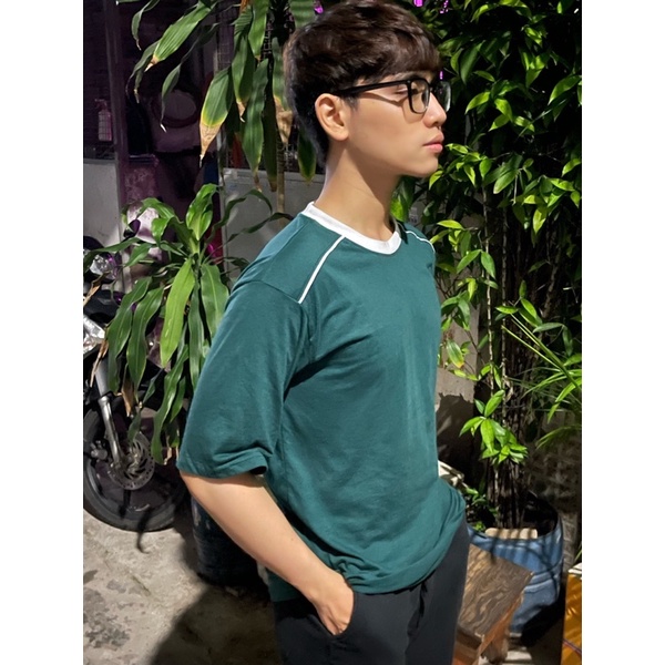 Áo Thun Áo Phông Unisex Nam Nữ Chạy Viền Phối Ulzzang Hot Trend Street Style Mr Smile 99 Shop