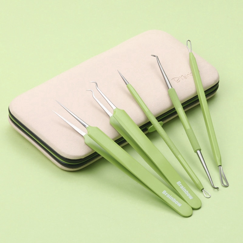 Set 5 Nhíp Nặn Mụn Đầu Đen Kèm Hộp Đựng Tiện Dụng