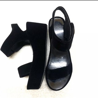 Sandal 2 quai nhung đế xuồng