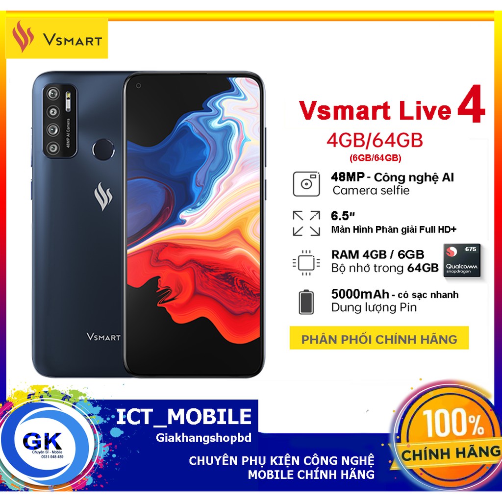 [Nguyên seal] Điện thoại Vsmart Live 4 6GB/64GB - Hàng Chính Hãng Vsmart VN