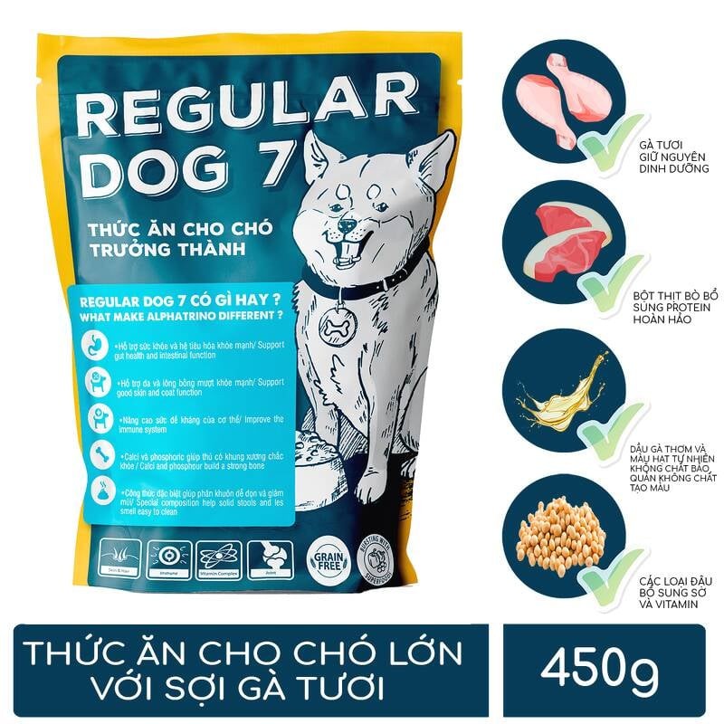 Thức ăn cho chó trưởng thành chó lớn Regular Dog 7 450g- Thơm ngon đủ chất giá hạt dẻ - Nà Ní Pet Shop