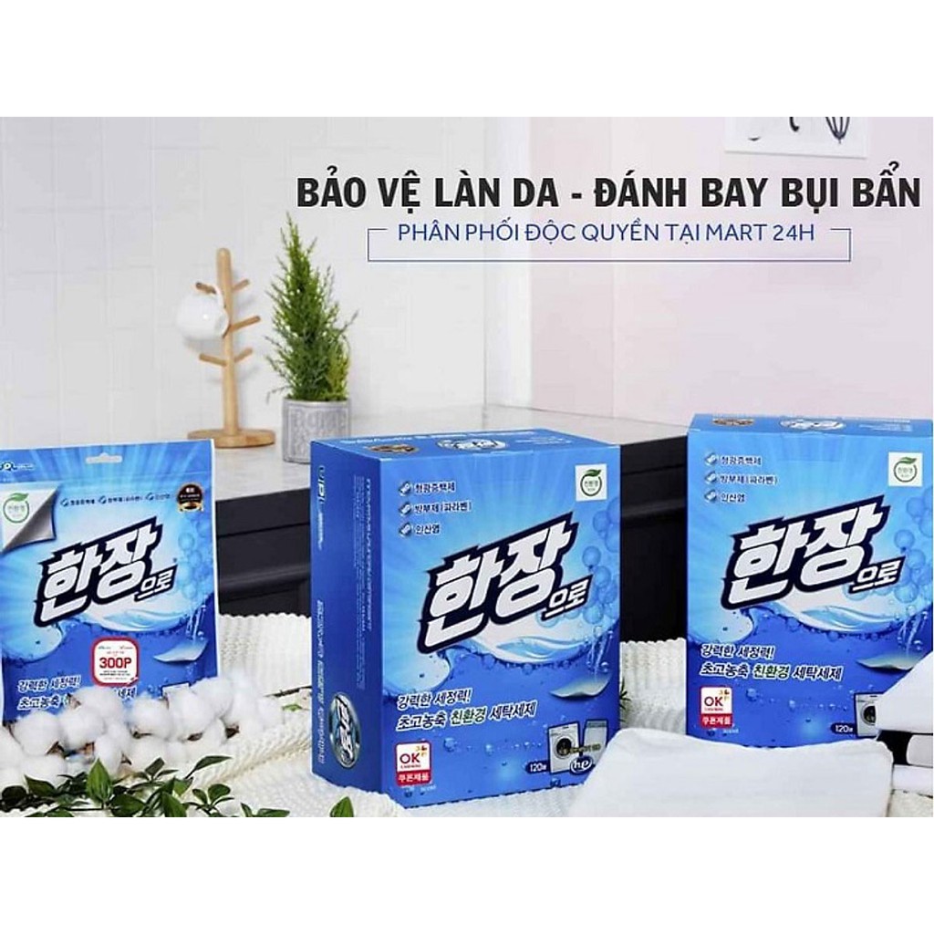 Giấy giặt quần áo 2in1 Han Jang - 1 hộp 100 tờ cách mạng giặt tẩy mới