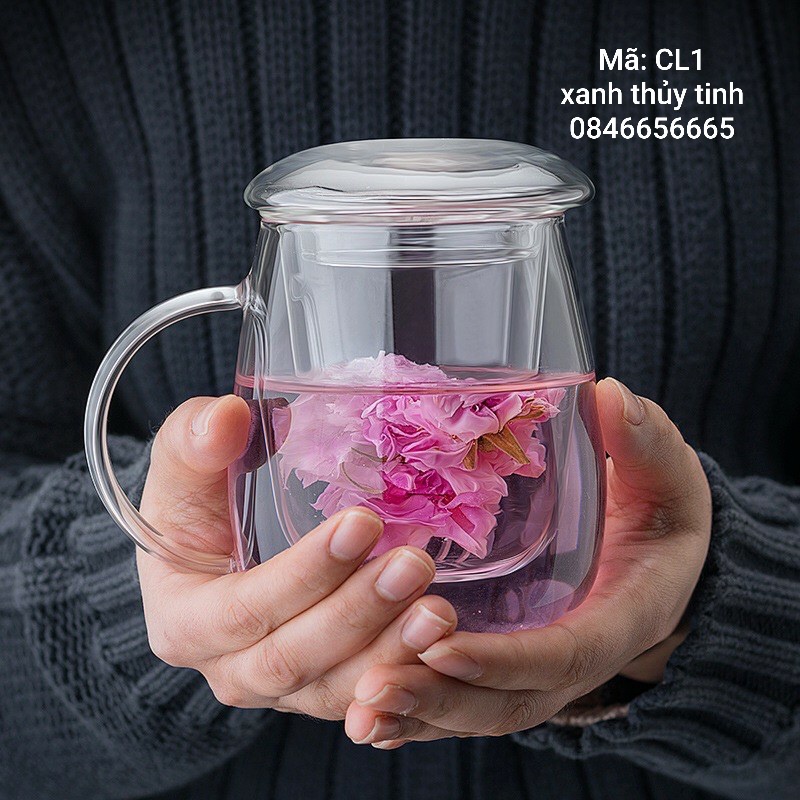 Cốc lõi lọc thuỷ tinh, cốc cá nhân 350ml