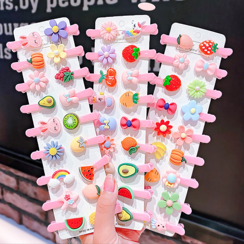 Bộ kẹp tóc hoạt hình/ hoa/ trái cây dễ thương phong cách Hàn Quốc cho bé gái