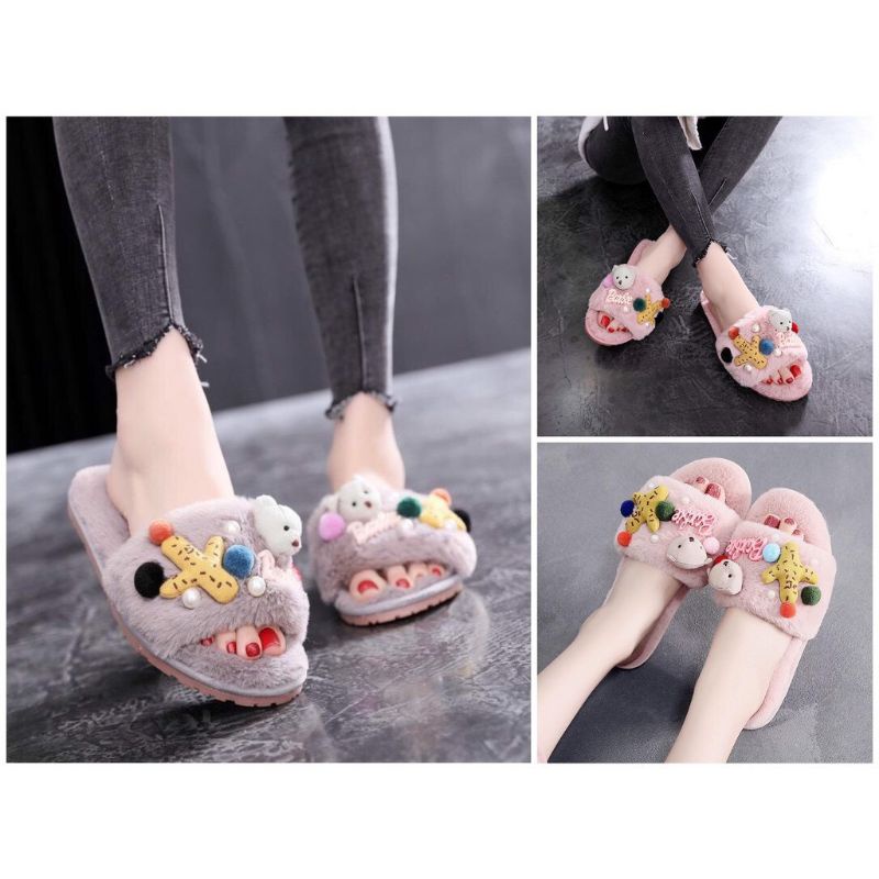 Dép lông hình gấu cao cấp