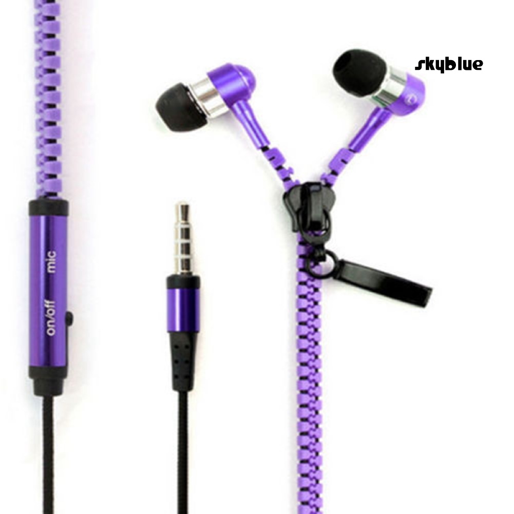 [SK]3.5mm Zipper In-Ear Wired Earphone Heavy Bass Headphone with Mic for Phone MP3