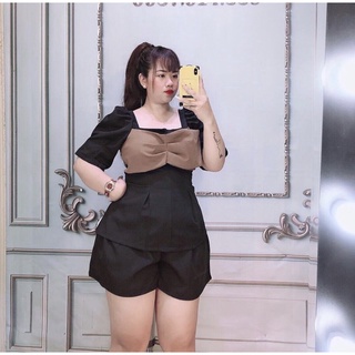 (SHOP NÀNG BÉO 50kg đến 90kg ) SET NƠ NGỰC PEPLUM+QUẦN