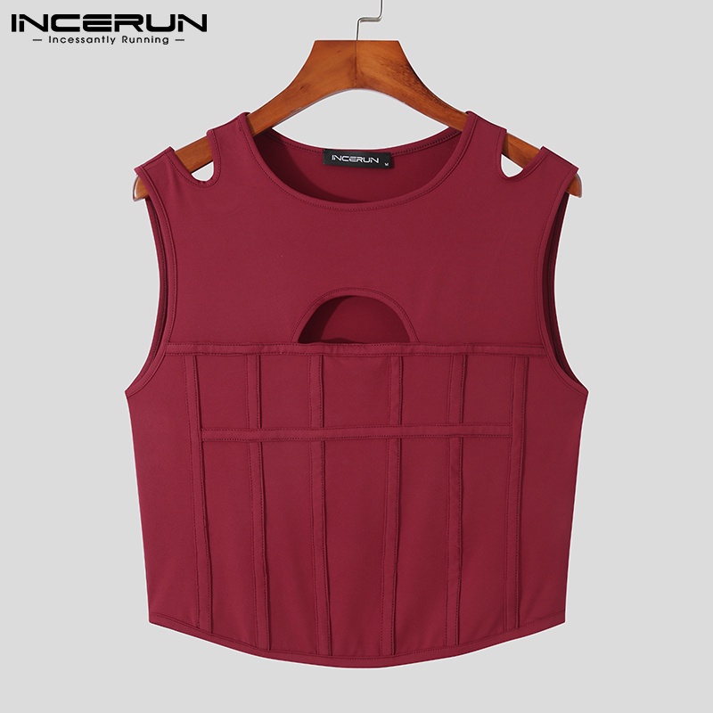 Áo thun ba lỗ Incerun màu trơn 3 màu tùy chọn thời trang cho nam