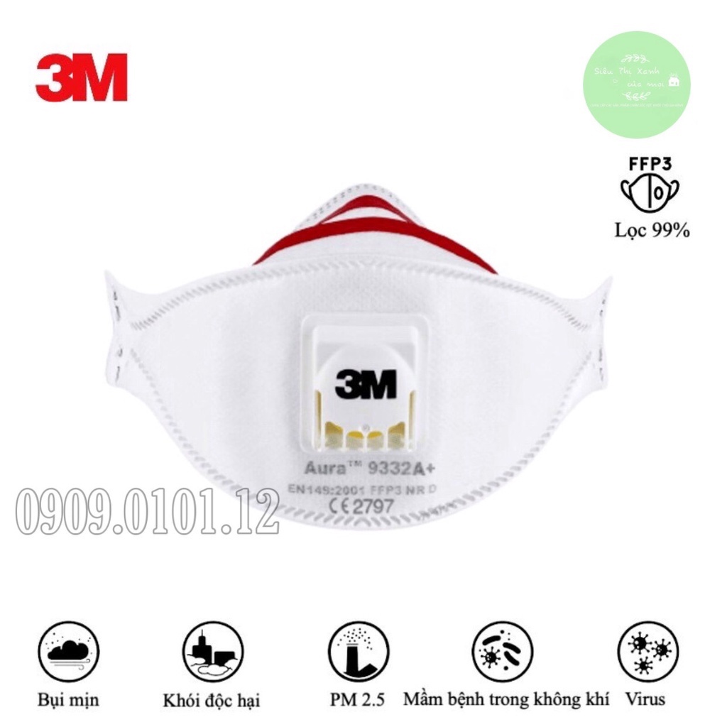 Khẩu trang 3m chính hãng 9320a+, 9332a+, khẩu trang n95 cao cấp với đệm mũi - van thở - được đóng gói kín riêng từng cái