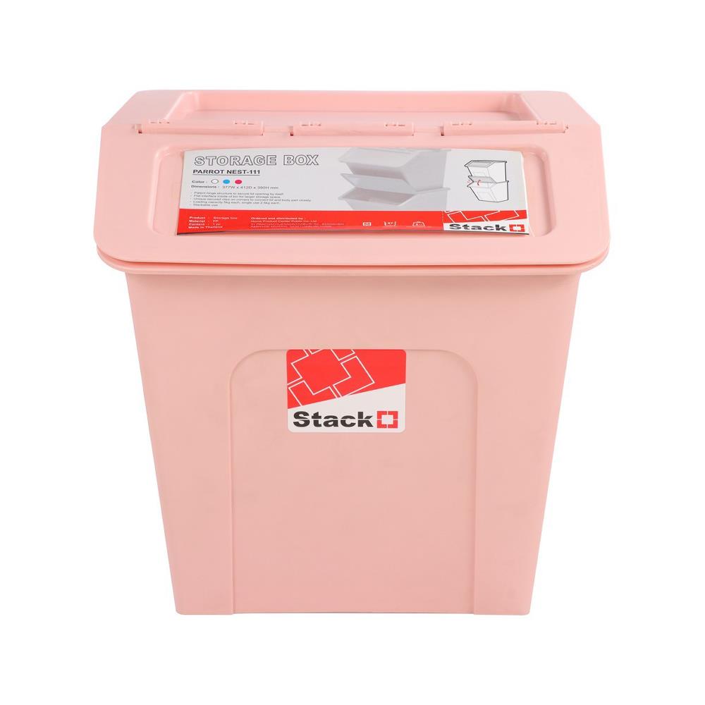 HomeBase STACKO Thùng nhựa đựng đồ đa năng có nắp 27L Parrot Thái Lan W37.7xH39xD41.2cm màu hồng