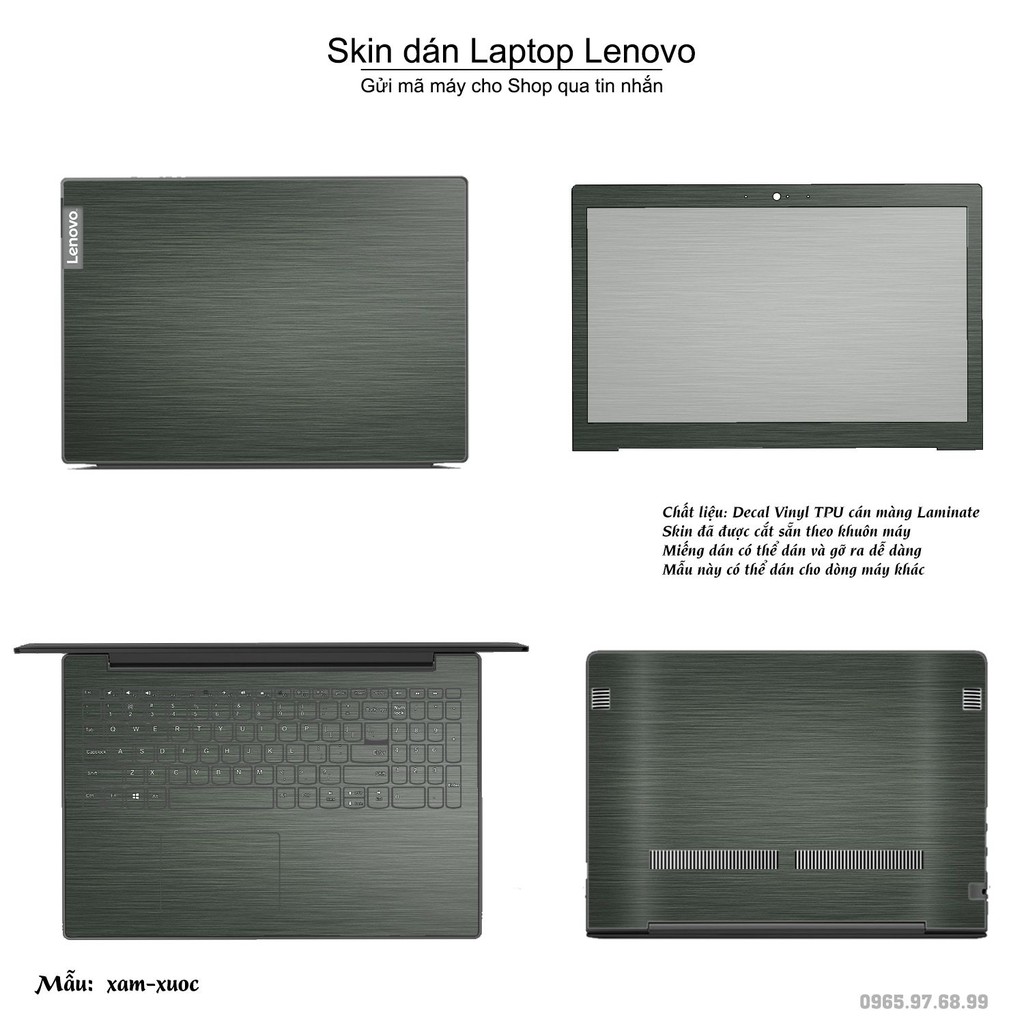 Skin dán Laptop Lenovo màu xám xước (inbox mã máy cho Shop)