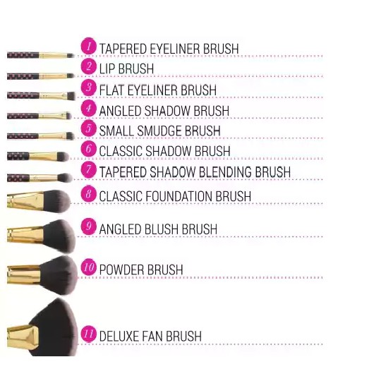 Tách set Bộ cọ 11 pc Pink-A-Dot Brush Set BH cosmetic