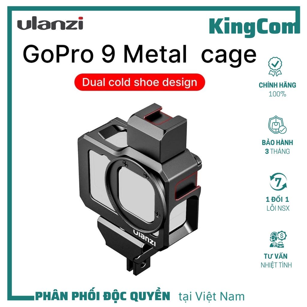 Ulanzi G9-5, Khung Nhôm Quay Vlog Cho Gopro 9, Thiết Kế ColdShoe Mount Gắn Kèm Phụ Kiện Micro & Đèn Led Trợ Sáng