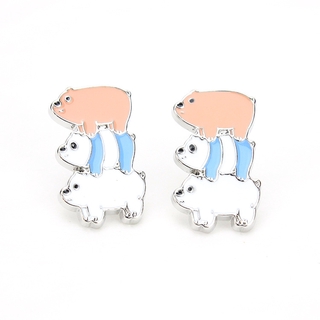We Bare Bears Gấu Dễ Thương Huy Hiệu Kim Loại Động Vật Hoạt Hình Thổ Cẩm Cổ Chân Sinh Viên Túi Vải Trang Trí Phụ Kiện Thời Trang