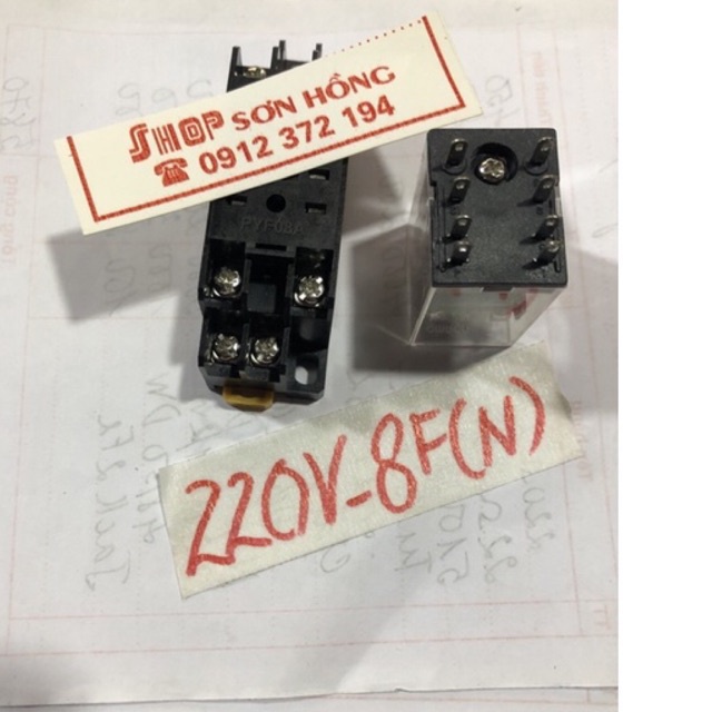 5 Bộ rơ le 220v 8 chân nhỏ kèm đế