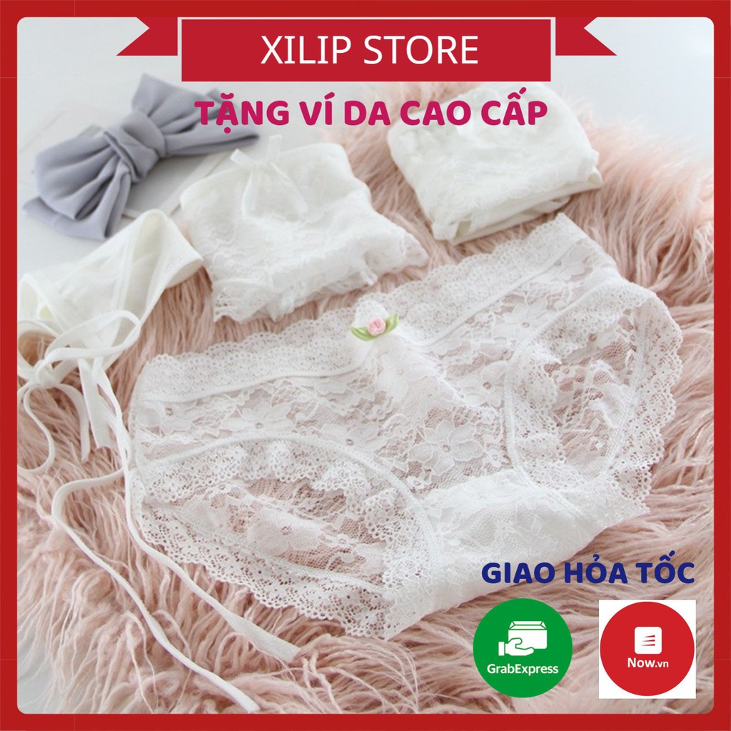 Quần Lót Nữ - Quần Lót Nữ cao cấp viền ren đính nơ mỏng mát tôn dáng gợi cảm mẫu DAN STORE SETTRANG4