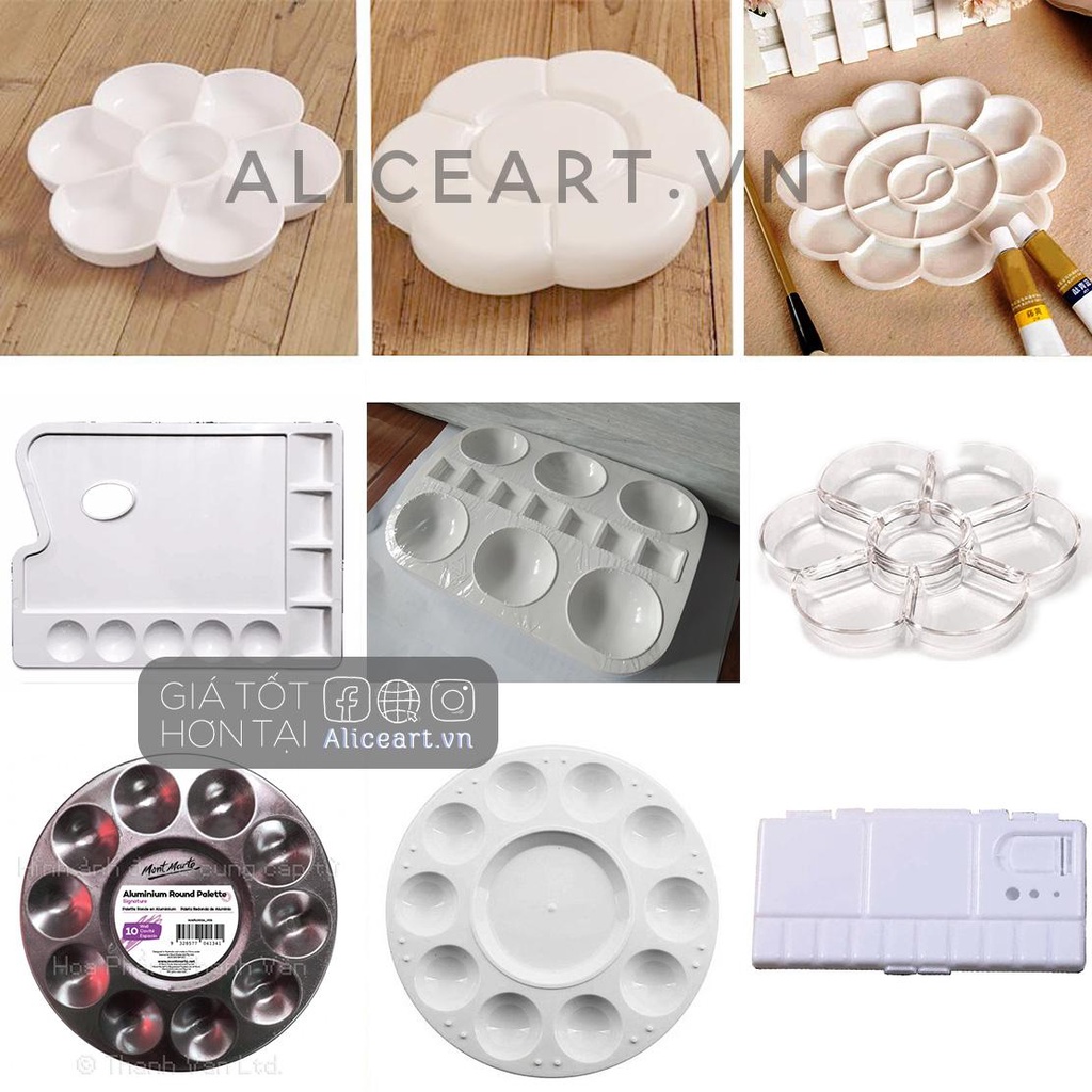 Khay pha màu nhựa nhiều ô vẽ hội họa, màu nước, sơn acrylic, gouache, poster Mont Marte, Kuelox NEW