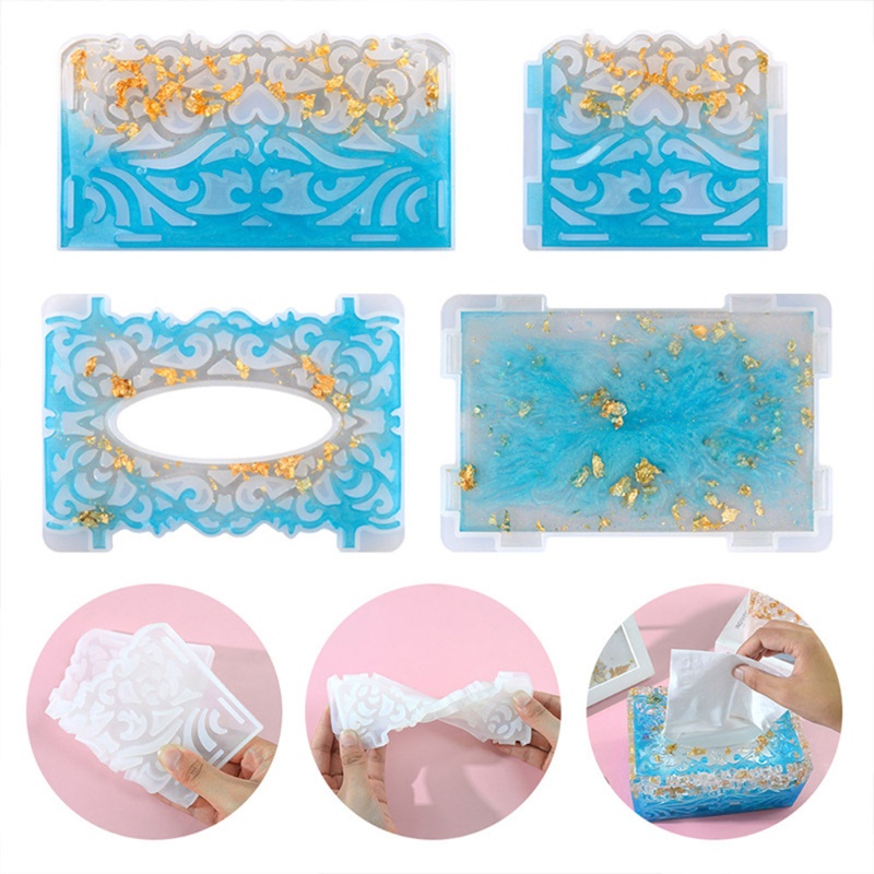 Khuôn Silicone Làm Hộp Khăn Giấy Epoxy Resin DIY