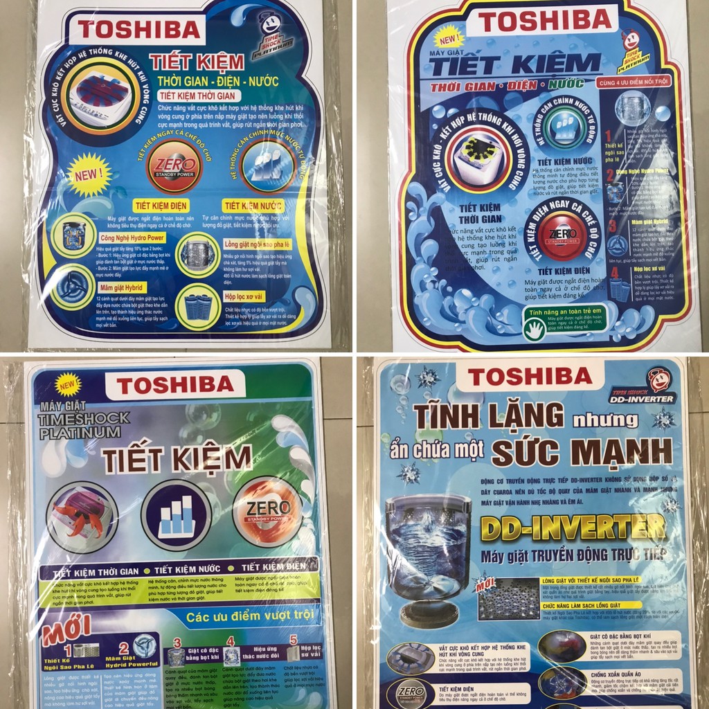 Combo 10 tem dán máy giặt Toshiba/ Combo 10 miếng dán máy giặt Toshiba (phần 1)