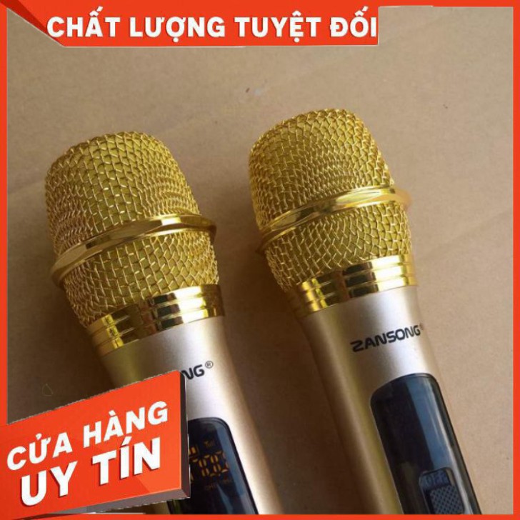 Bộ 2 Micro Cầm Tay Không Dây Hát Hay Tiếng Trong Sáng Uhf Zansong Dùng cho các âm ly Dàn Loa Kéo Giảng Du lịch thay thế