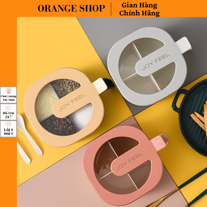 Hộp Đựng Gia Vị 4 Ngăn Nhựa AS PP An Toàn Hũ Đựng Gia Vị 4 Ngăn Có Nắp Đậy Hộp Đựng Gia Vị Nhà Bếp Thông Minh 4 Ngăn