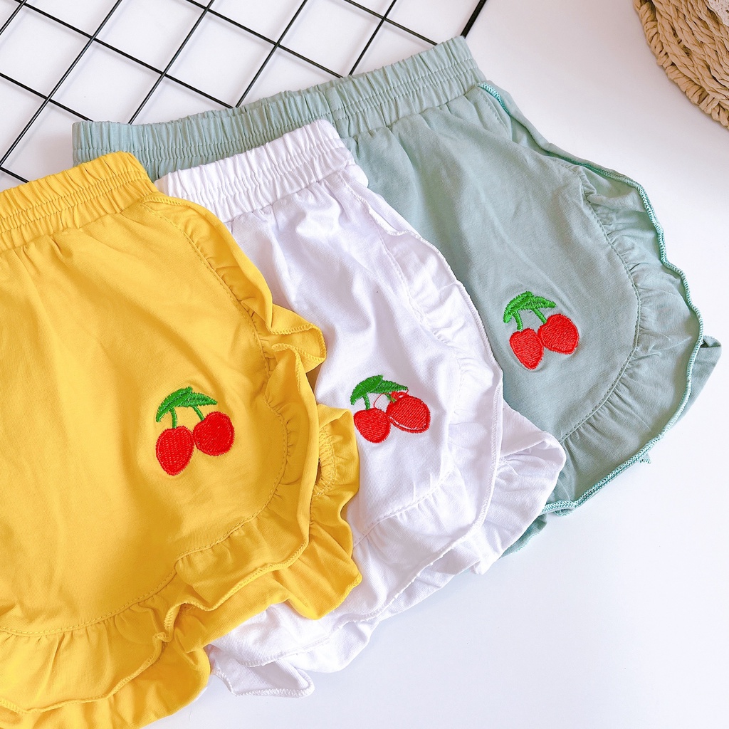 XẢ  SET 3 QUẦN ĐÙI CHERRY 100% COTTON  BÈO CỰC XINH CHO BÉ GÁI