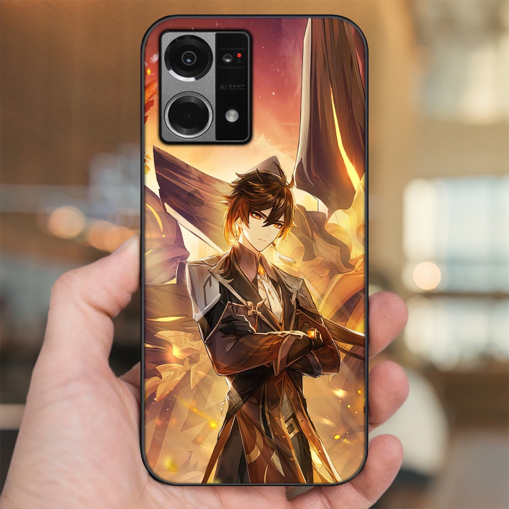Ốp lưng Oppo Reno 7 4G viền đen in hình Zhongli Genshin Impact