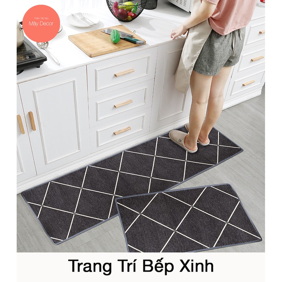 Thảm bếp lau chân trải sản thêu len sợi dệt cao cấp chống trơn trượt Mây Decor 3 size 50x80, 50x120 và 50x180cm tùy chọn